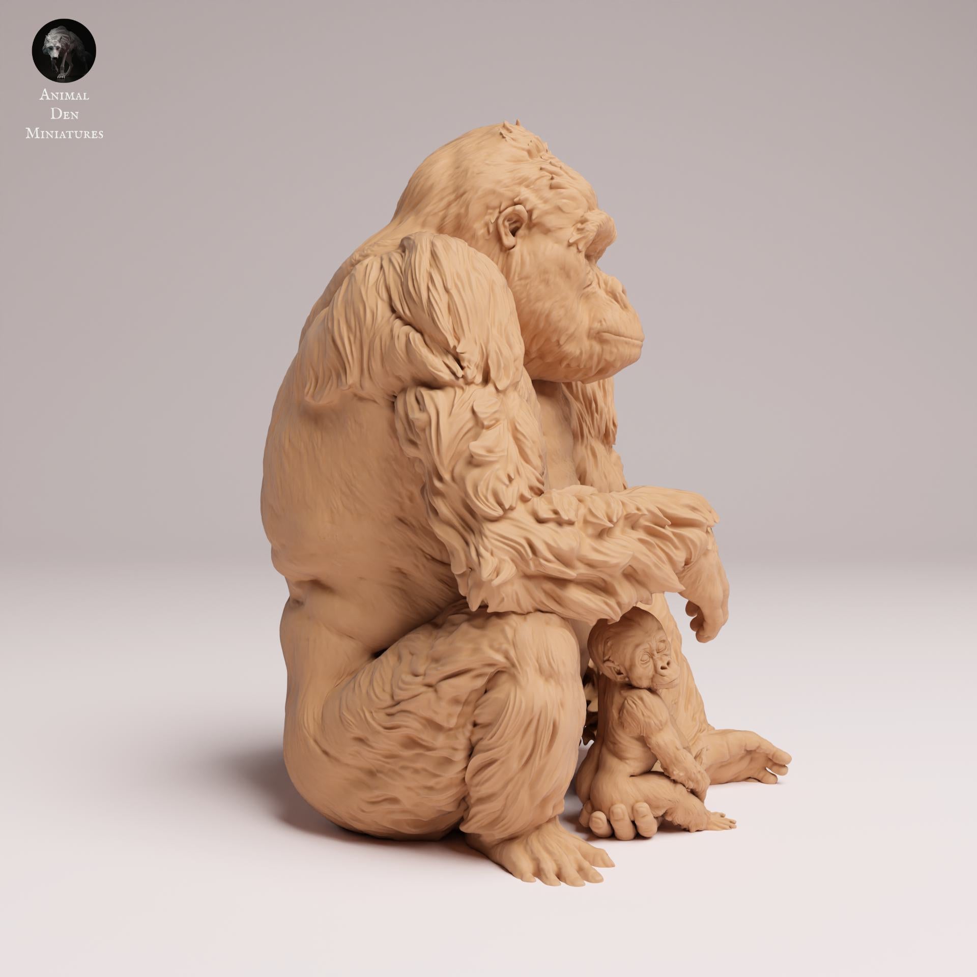 Productfoto Dierfiguur Diorama, Modelbouw: 0: Jungle Dierfiguur: zittende Oostelijke Laaglandgorilla moeder met jong (Ref 25_07_09)