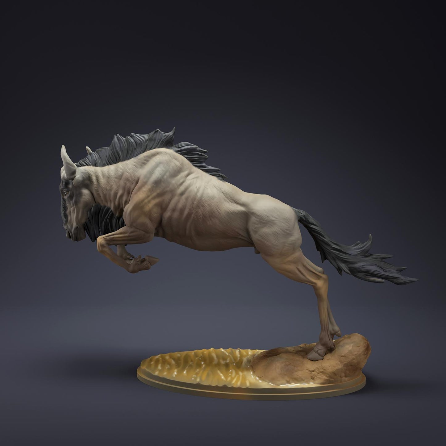 Productfoto Dier Figuur Diorama, Modelbouw: 0: Dieren van de Savanne Figuur: springende Gnoe – Wildebeest (Ref 01_01_85)