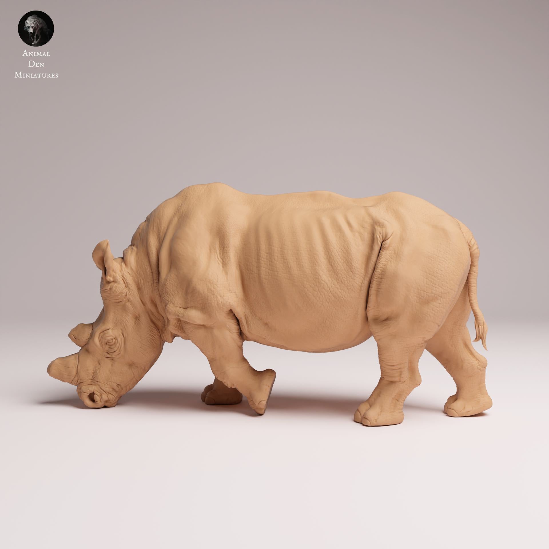 Productfoto Dierfiguur Diorama, Modelbouw: 0: Wilde Dierfiguur: etend Noordelijk Wit Neushoorn – voorgemonteerd (Ref 25_07_01)