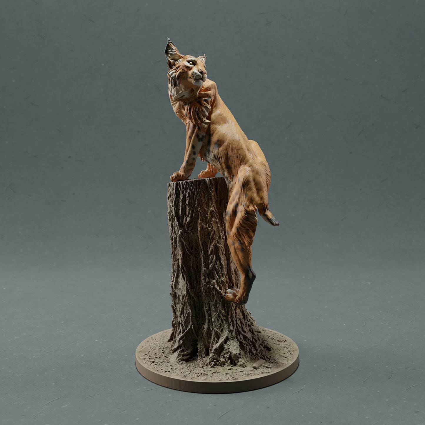 Produktfoto Tier Figur Diorama, Modellbau: 0: Wildtier Figur: Luchs auf Baum – Bobcat (Ref 01_01_30)