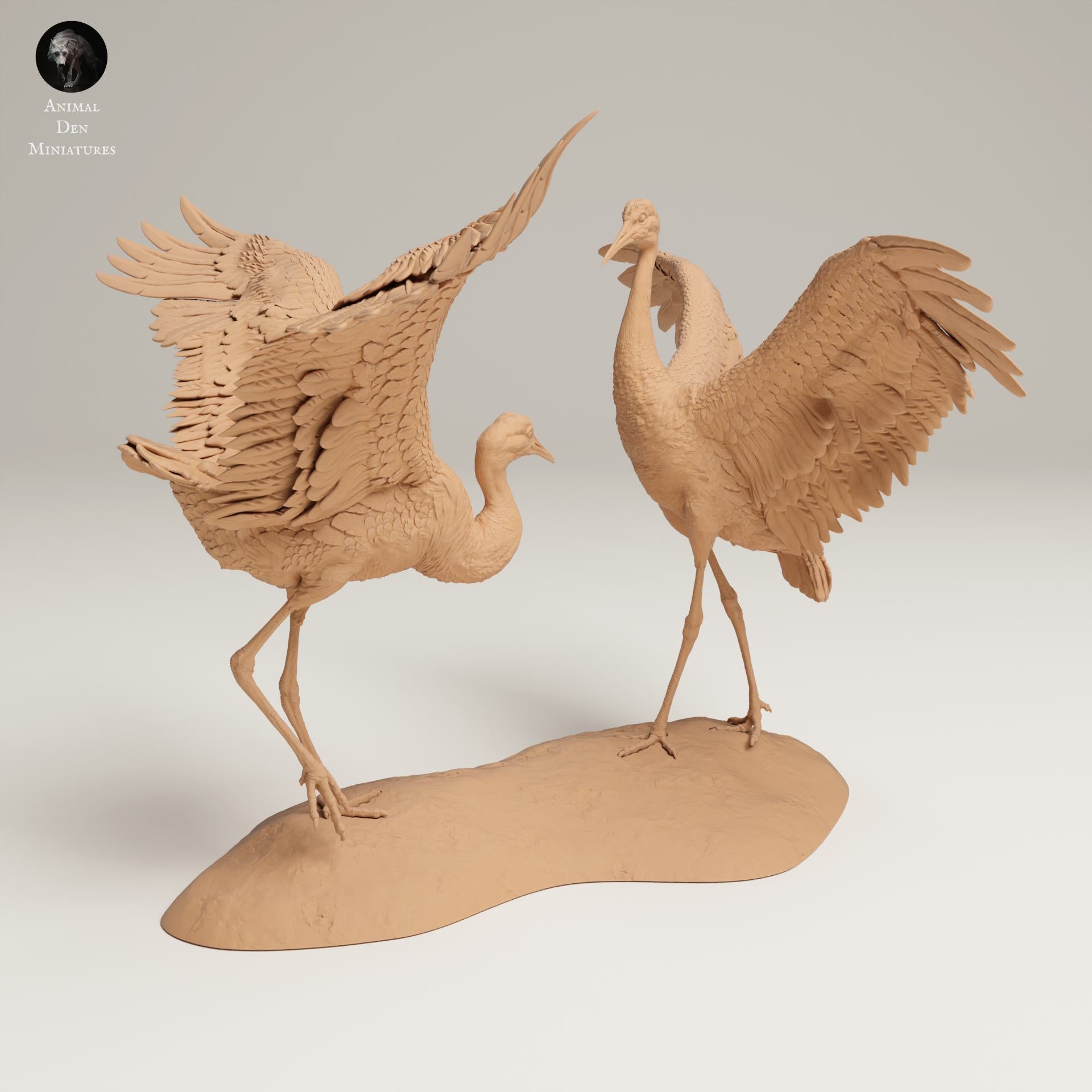 Productfoto Dierfiguur Diorama, Modelbouw: 0: Wilde Dierfiguur: Dansende Canadese Kraanvogels – Grote Sandhill Kraanvogels (Ref 25_06_10)