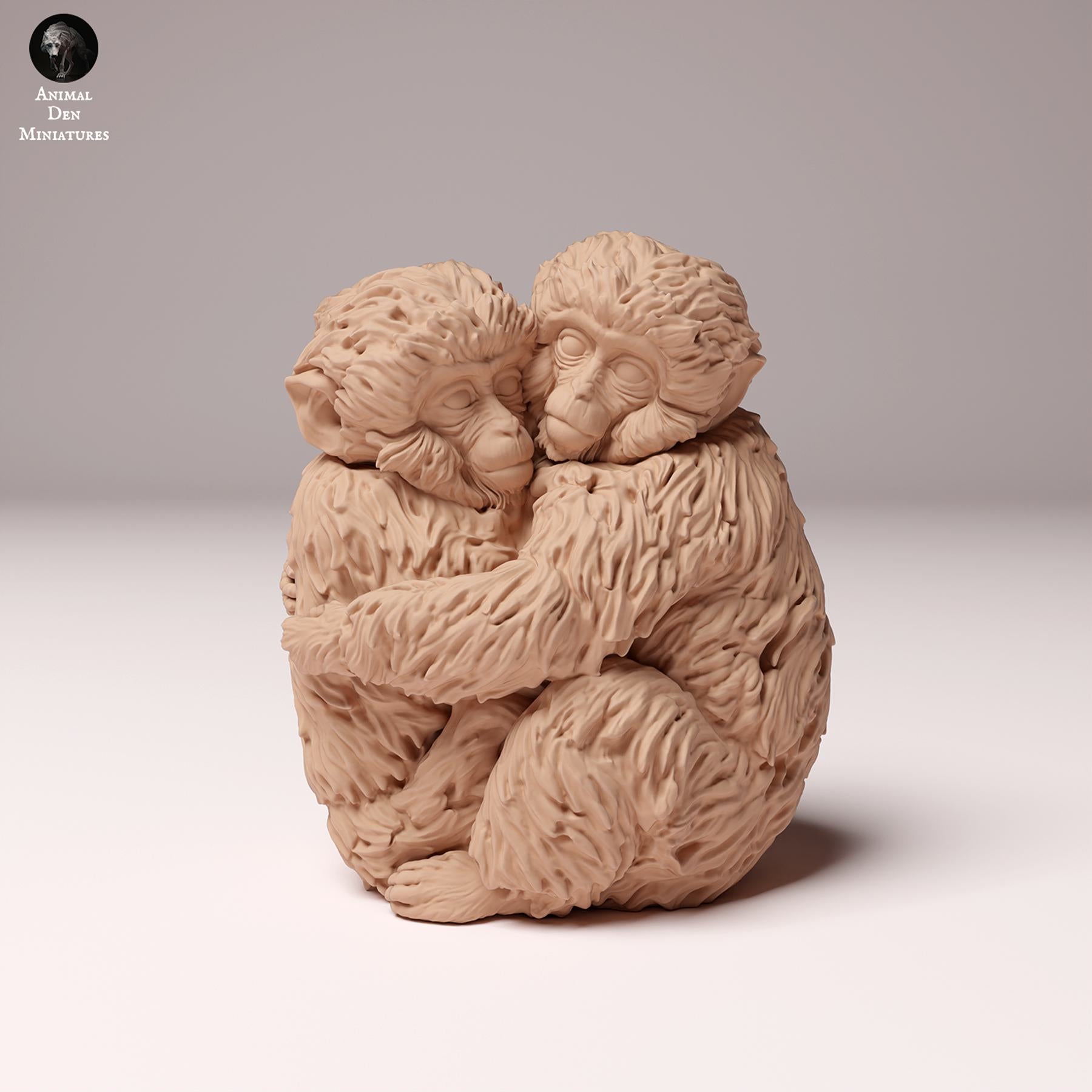 Productfoto Dierfiguur Diorama, Modelbouw: 0: Wilde Dierfiguur: Japanse Makakenbaby's – Omhelzing (Ref 24_10_06)