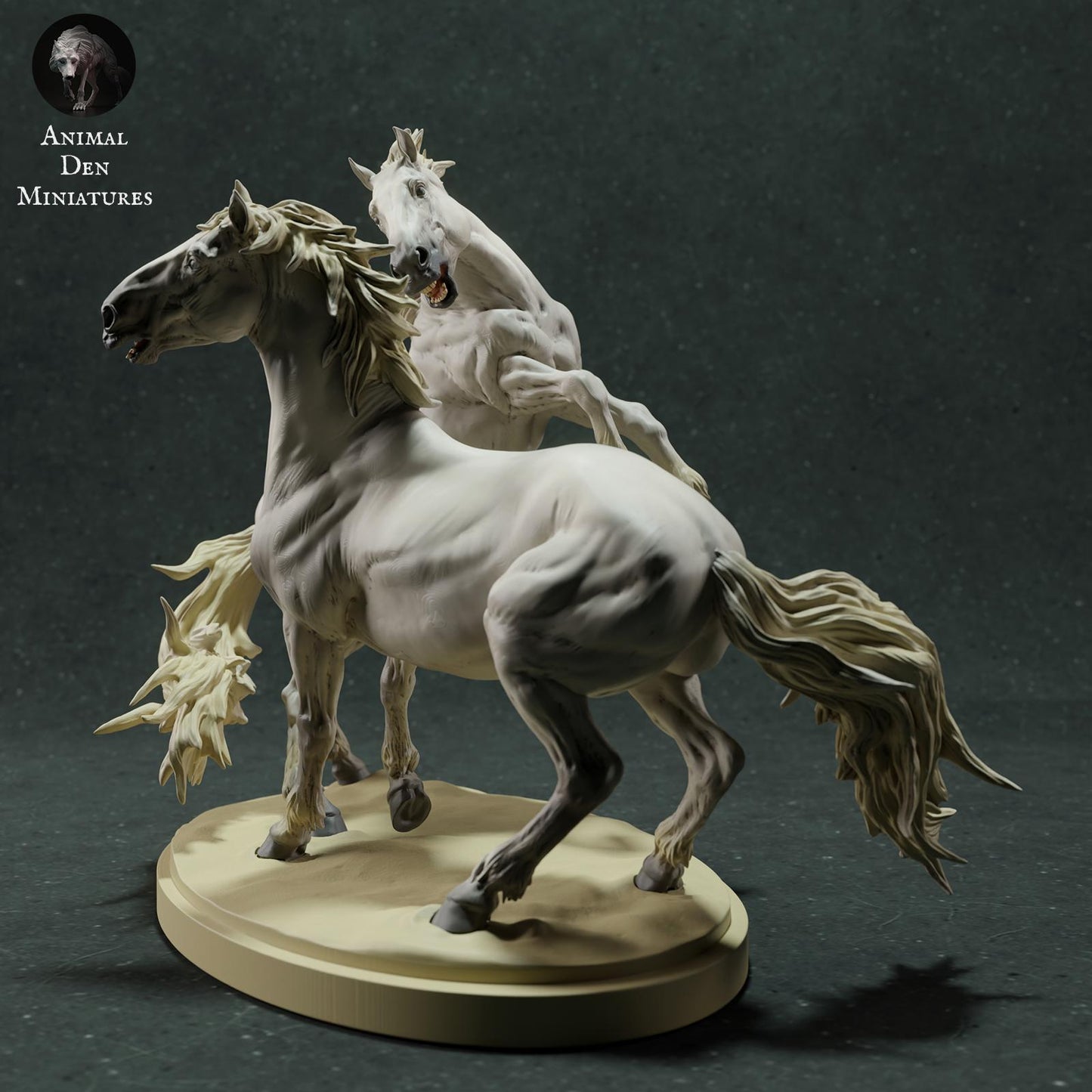 Productfoto Dierfiguur Diorama, Modelbouw: 0: Wilde Dierfiguur: vechtende Camargue Paarden – Hengsten (Ref 01_01_74)