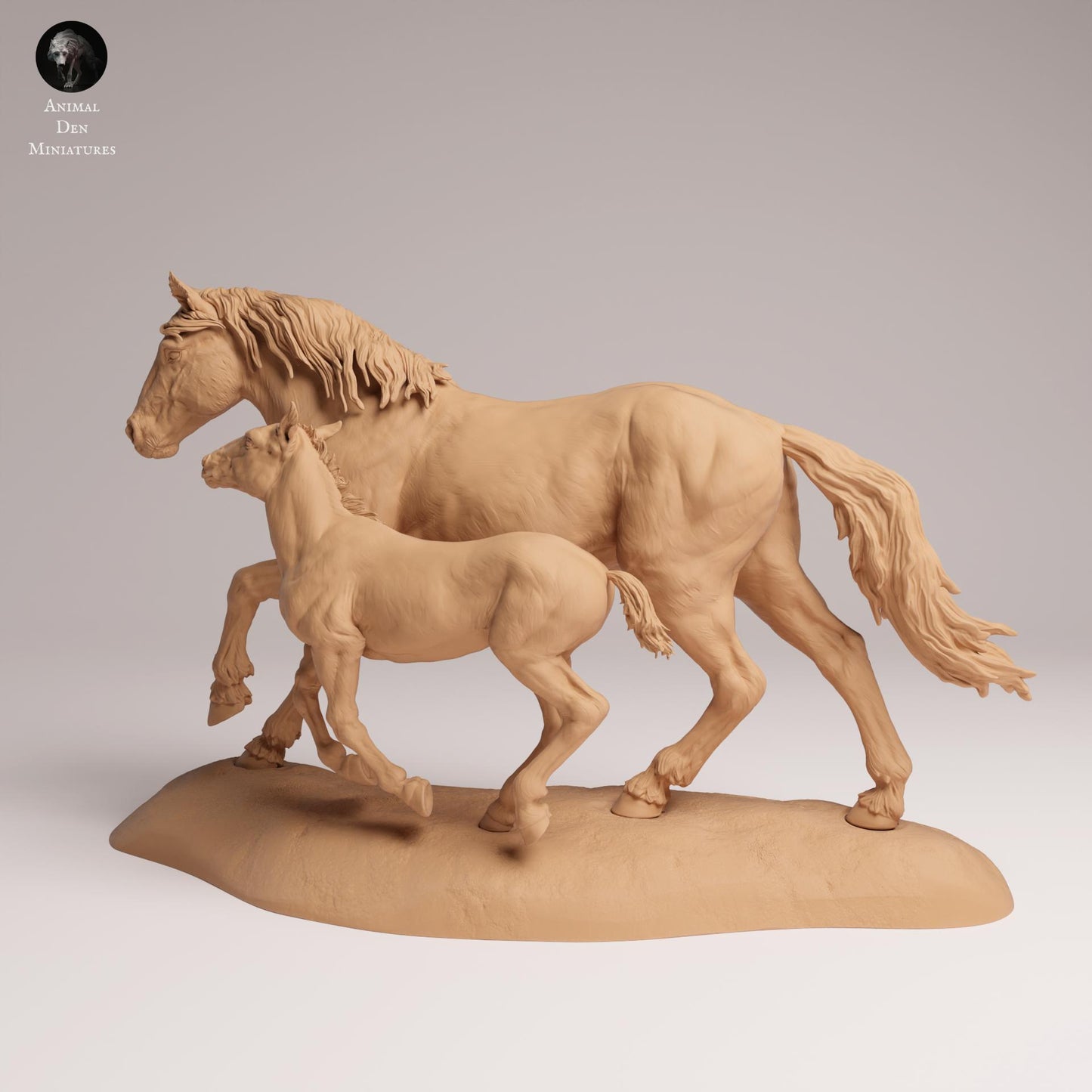 Productfoto Dierfiguur Diorama, Modelbouw: 0: Wilde Dierfiguren: galopperende Mustang Merrie en Veulen – Paarden (Ref 25_09_05)