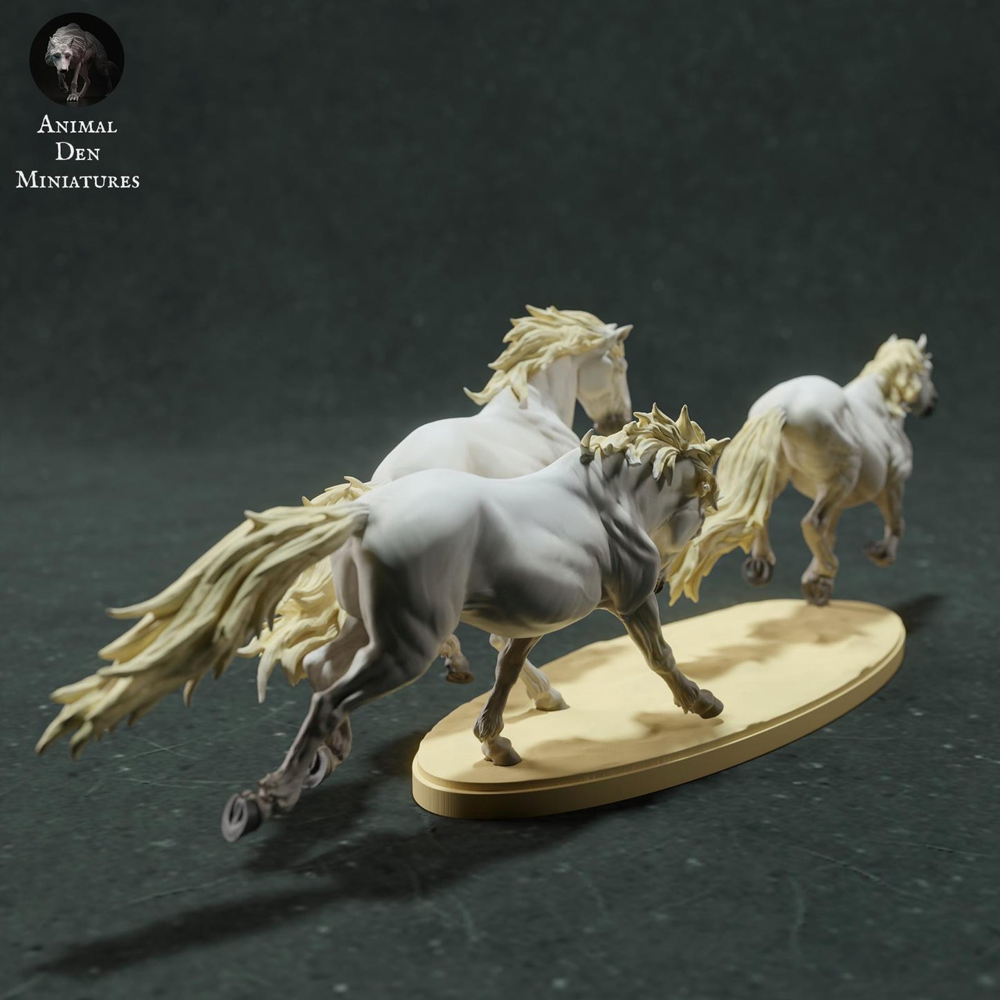Productfoto Dierfiguur Diorama, Modelbouw: 0: Wilde Dierfiguur: rennende Camargue-paarden (Ref 01_01_73)
