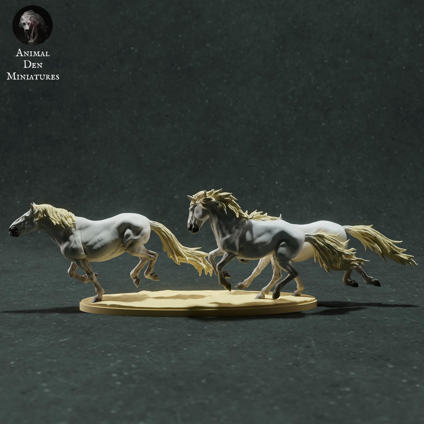 Productfoto Dierfiguur Diorama, Modelbouw: 0: Wilde Dierfiguur: rennende Camargue-paarden (Ref 01_01_73)