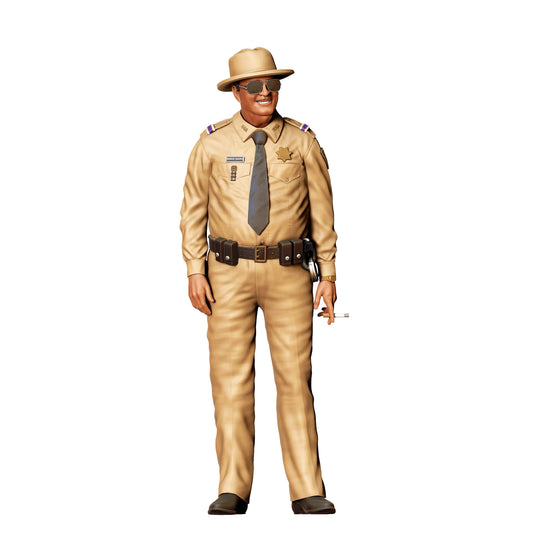 Diorama modelbouw productfoto 0: Sheriff met zonnebril en hoed – figuur in uniform met stropdas (Ref. Nr. 406)
