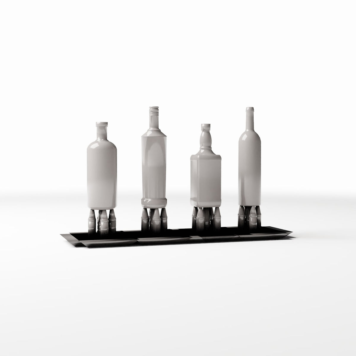 Productfoto diorama en modelbouw 3: Dioramakeuken: drankflessen in houder (Ref. 716D)