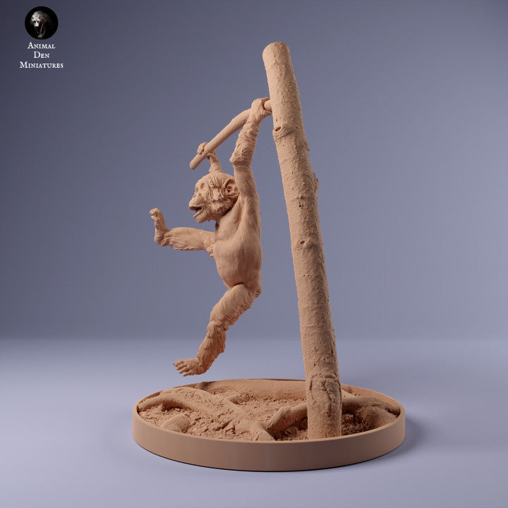 Productfoto Dierfiguur Diorama, Modelbouw: 0: Hangende jonge chimpansees aan tak: Dieren uit Afrika