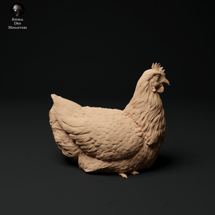 Productfoto Dier Figuur Diorama, Modelbouw: 0: Boerderij Dier Figuren: 3 Kippen - etend, zittend en lopend