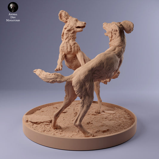 Productfoto Dier Figur Diorama, Modelbouw: 0: Afrikaanse wilde hond aan het spelen: Dieren uit Afrika