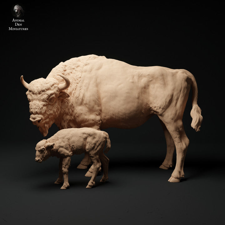 Productfoto Dierfiguur Diorama, Modelbouw: 0: Bison Koe met Jong: Dieren uit Europa