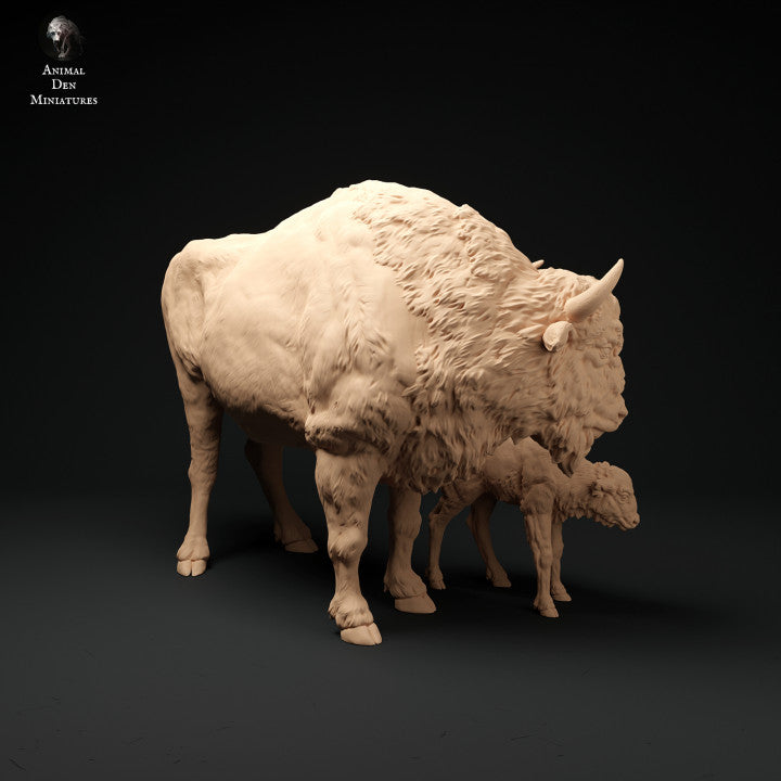 Productfoto Dierfiguur Diorama, Modelbouw: 0: Bison Koe met Jong: Dieren uit Europa
