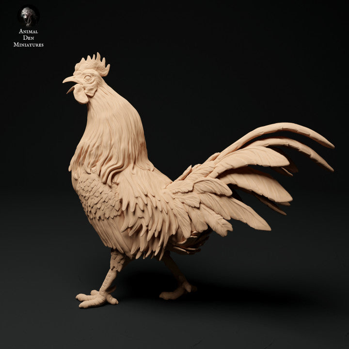 Productfoto Dierfiguur Diorama, Modelbouw: 0: Boerderij Dierfiguren: 2 Hennen - rennend en kraaiend