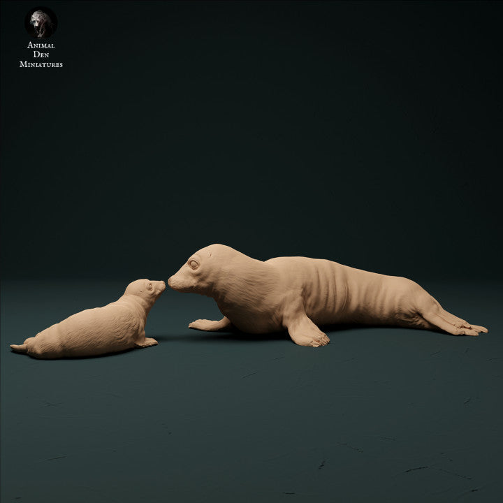 Productfoto Dierfiguur Diorama, Modelbouw: 0: Kegelrobbe met jong: Dieren uit de zee
