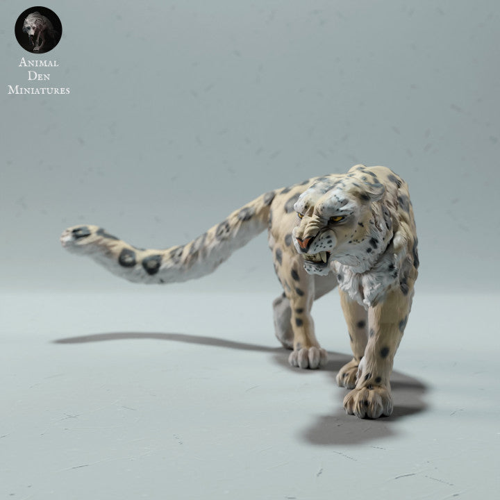 Productfoto dierenfiguur Animal Den Miniatures 3: Wild dierfiguur: sneeuwluipaard - woedend (22_12_12)