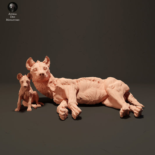 Productfoto Dier Figuur Diorama, Modelbouw: 0: Hyena met Jong: Dieren uit Afrika
