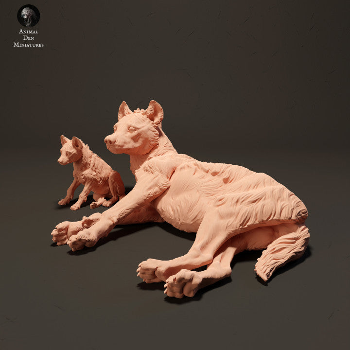 Productfoto Dier Figuur Diorama, Modelbouw: 0: Hyena met Jong: Dieren uit Afrika