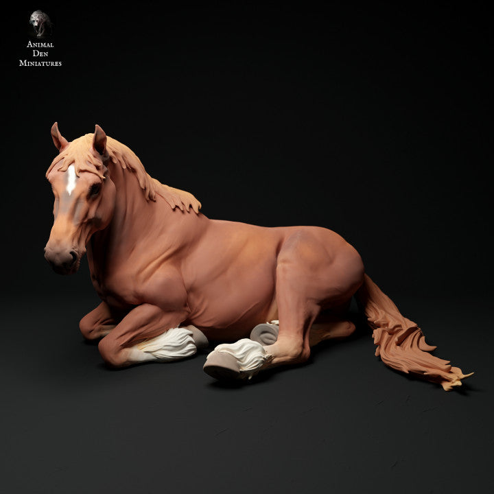 Productfoto Dier Figuur Diorama, Modelbouw: 0: Boerderij Dier Figuur: liggend paard, merrie - Suffolk Punch