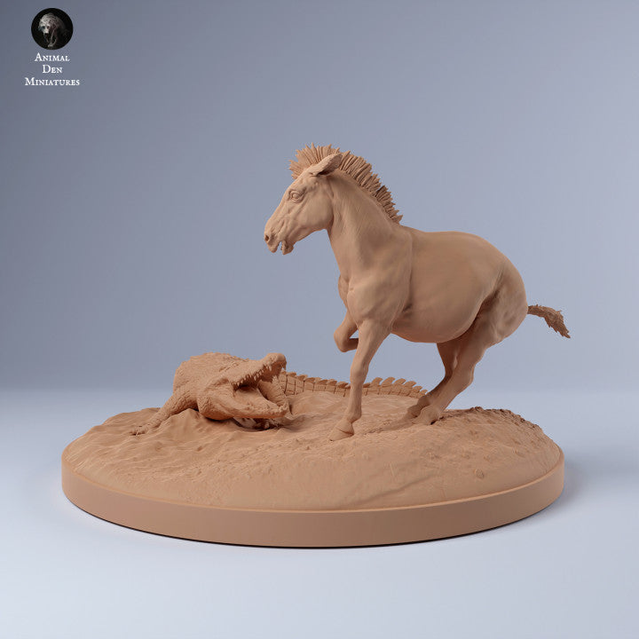 Productfoto Dier Figur Diorama, Modelbouw: 0: Zebra en Krokodil bij het Waterput: Dieren uit Afrika