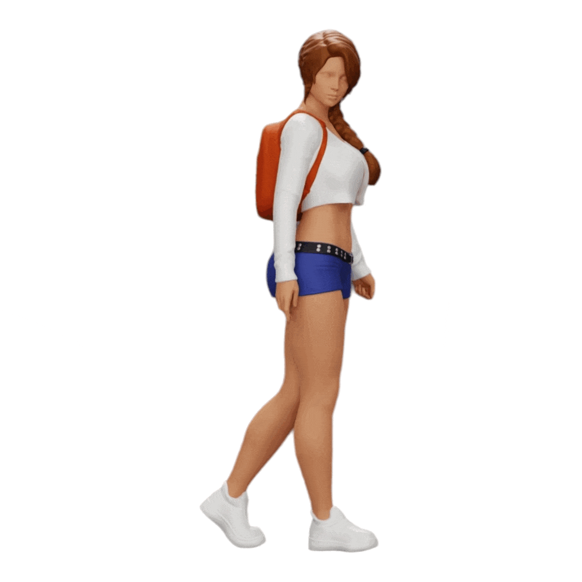 Miniatuurfiguur: Sexy meisje, in shorts, minishirt en rugzak (Nr. a0)