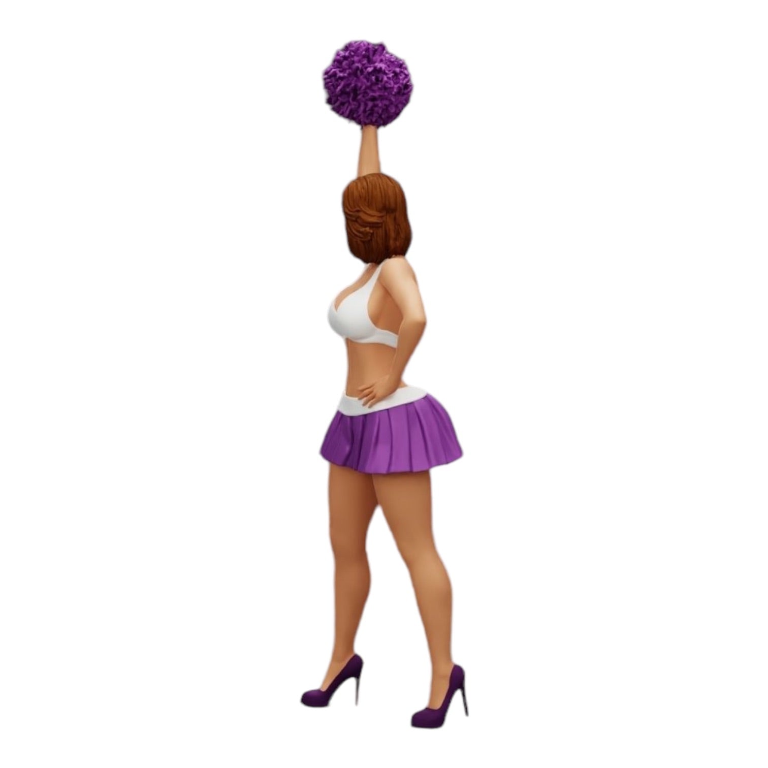Diorama modelbouw productfoto 0: Jong meisje/ Cheerleader met pompons tijdens het aanmoedigen (Ref Nr. A3)