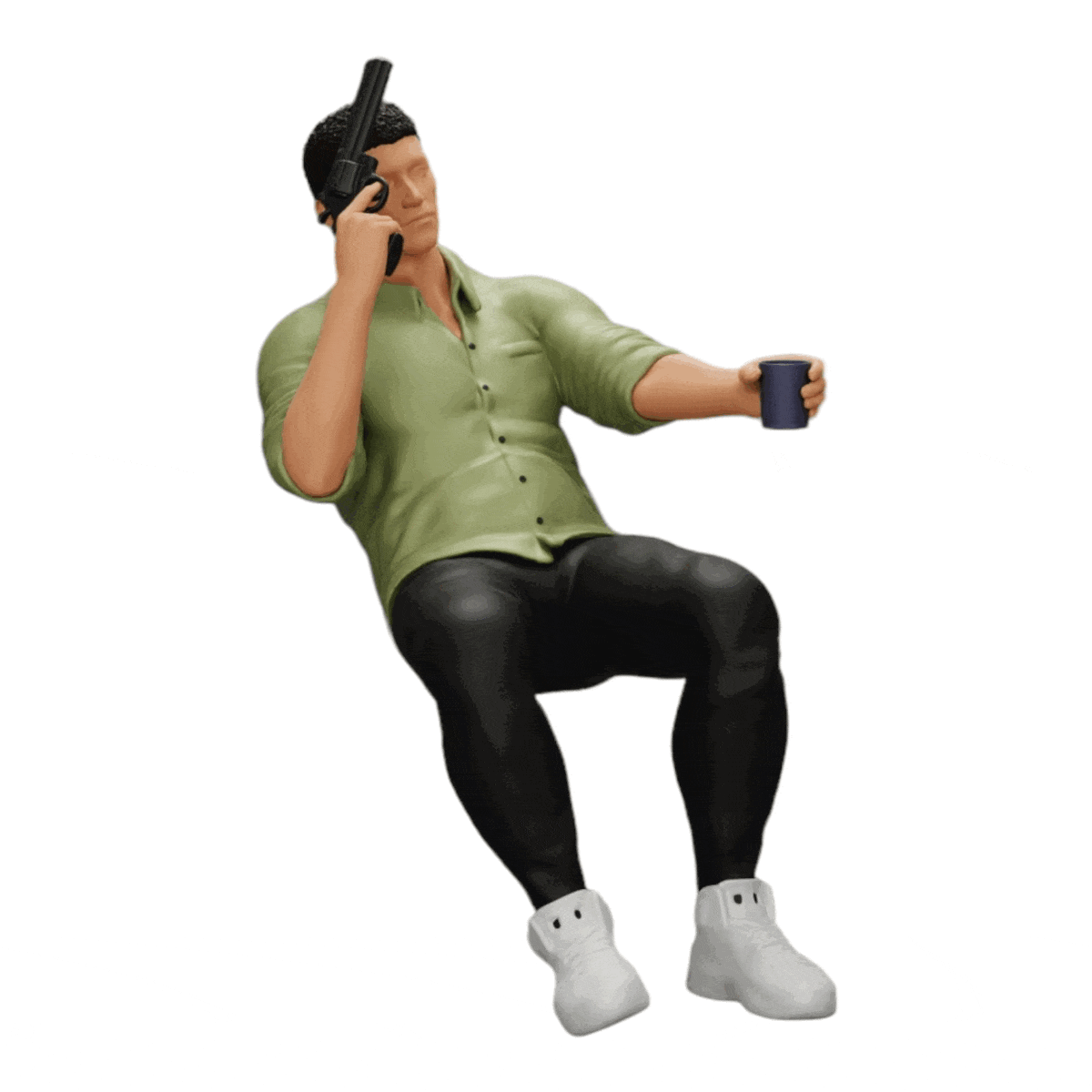 Diorama modelbouw productfoto 0: Zittende gangster met glas whiskey en wapen aan de pokertafel (Ref Nr. A5)