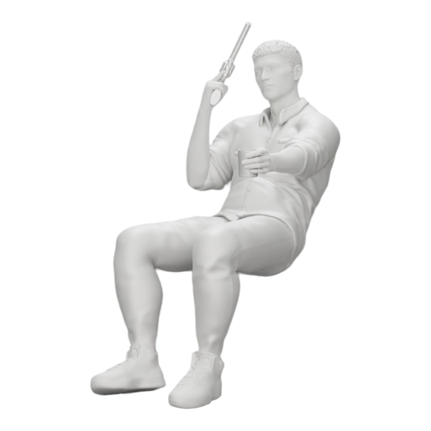 Diorama modelbouw productfoto 0: Zittende gangster met glas whiskey en wapen aan de pokertafel (Ref Nr. A5)