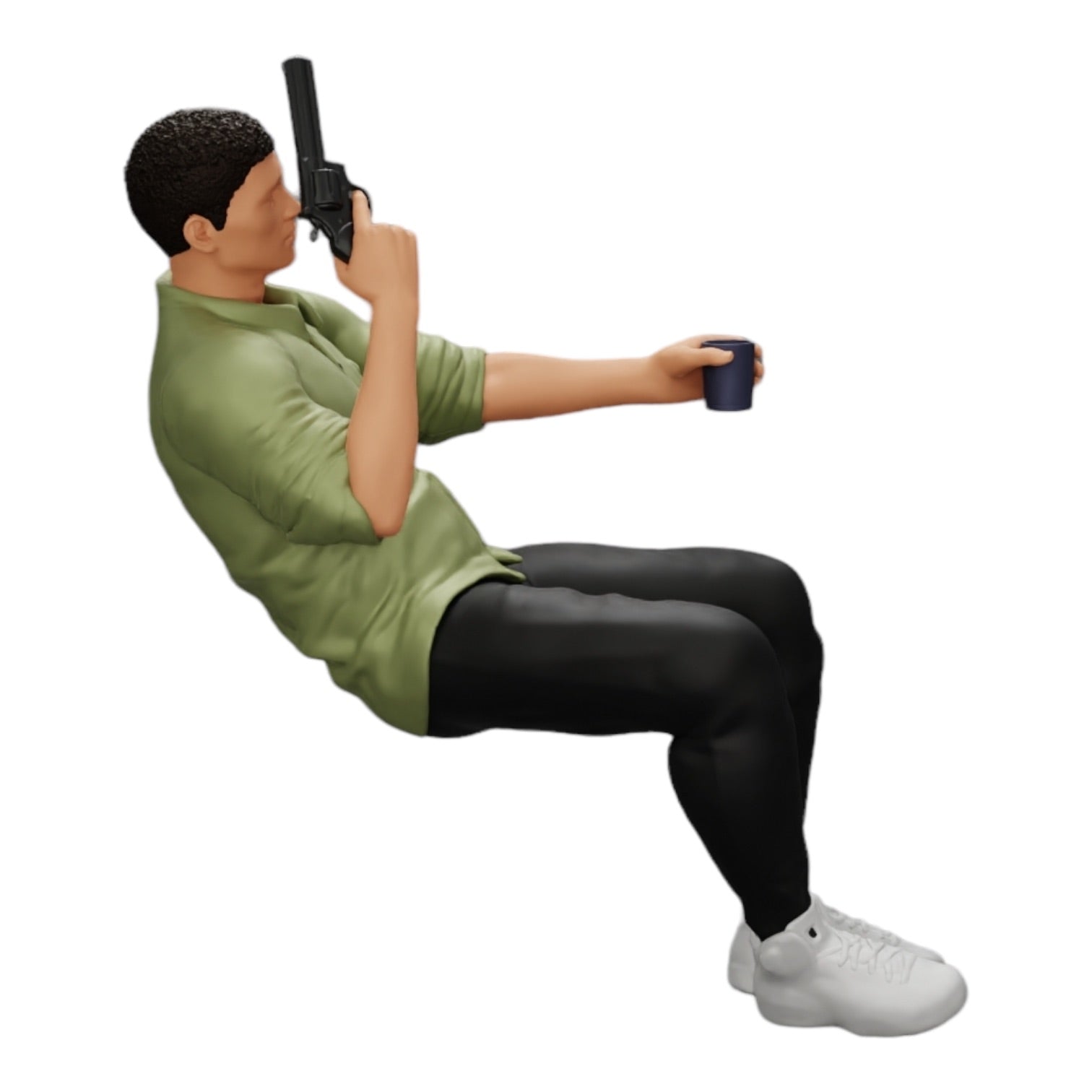 Diorama modelbouw productfoto 0: Zittende gangster met glas whiskey en wapen aan de pokertafel (Ref Nr. A5)