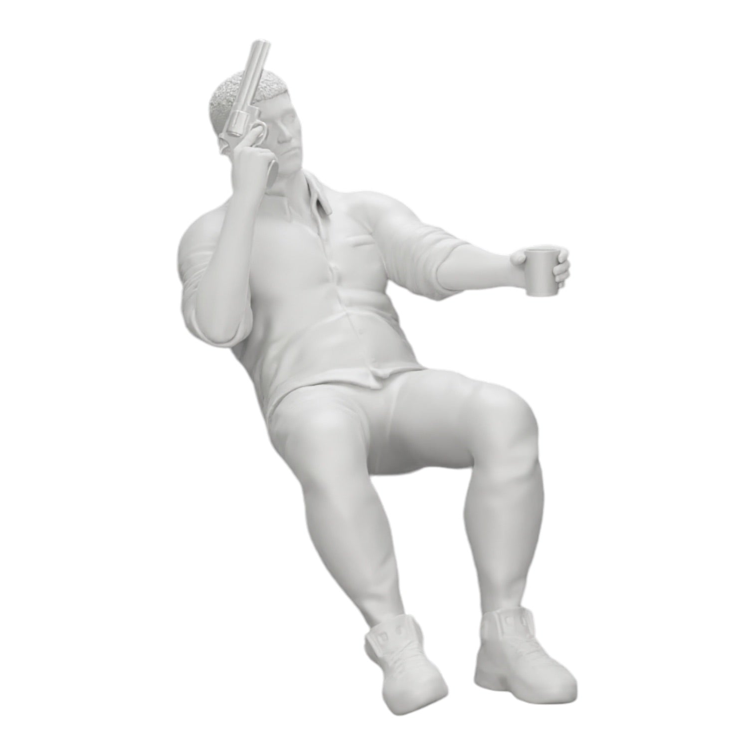 Diorama modelbouw productfoto 0: Zittende gangster met glas whiskey en wapen aan de pokertafel (Ref Nr. A5)