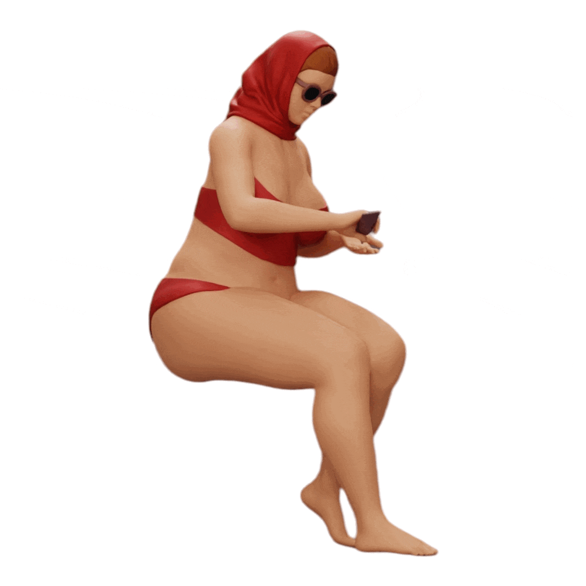 Diorama modelbouw productfoto 0: Sexy vrouw in bikini en zonnebril met zonnebrandcrème op het strand (Ref Nr. A9)