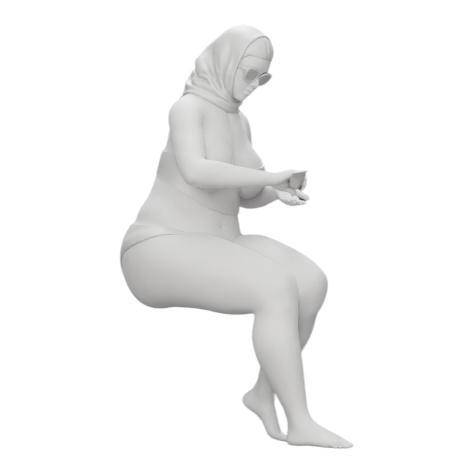 Diorama modelbouw productfoto 0: Sexy vrouw in bikini en zonnebril met zonnebrandcrème op het strand (Ref Nr. A9)