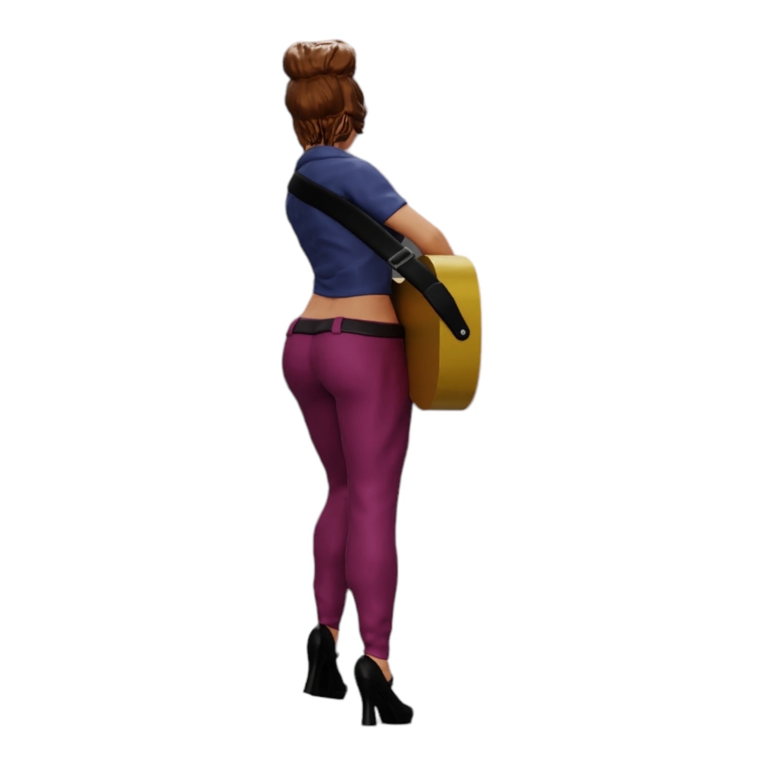 Diorama modelbouw productfoto 0: Jonge vrouw/muzikante op het podium speelt akoestische gitaar (Ref Nr. A13)