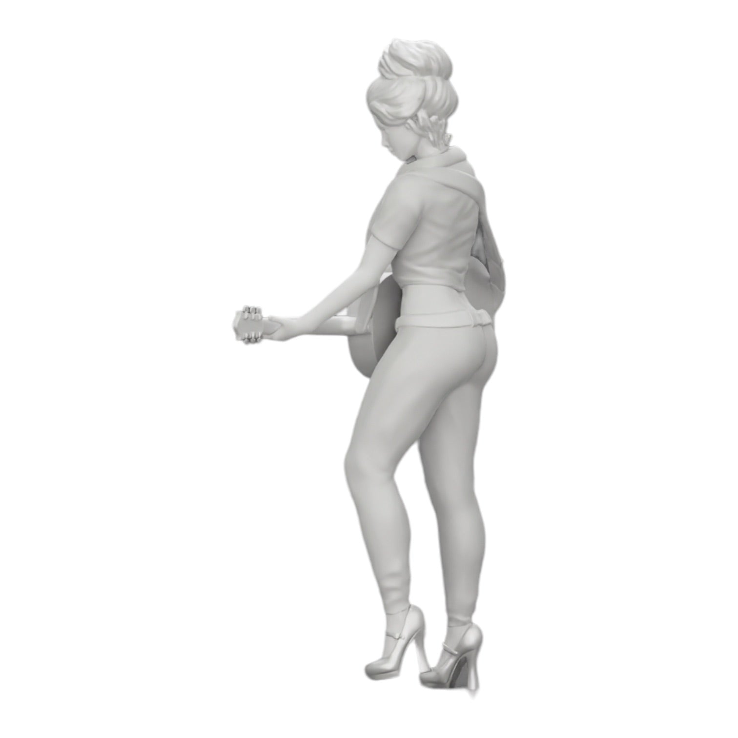 Diorama modelbouw productfoto 0: Jonge vrouw/muzikante op het podium speelt akoestische gitaar (Ref Nr. A13)