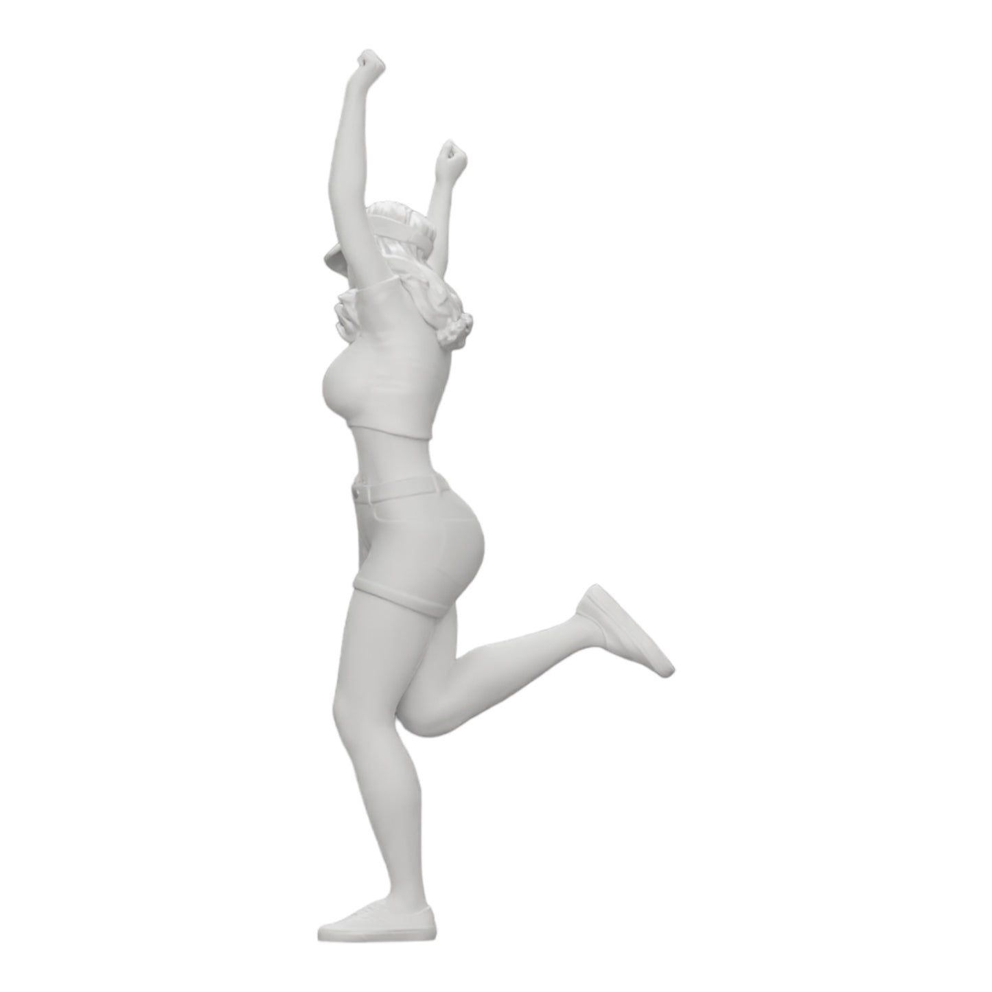 Diorama modelbouw productfoto 0: Blij meisje in minishirt en tennispet juicht (Ref Nr. A14)