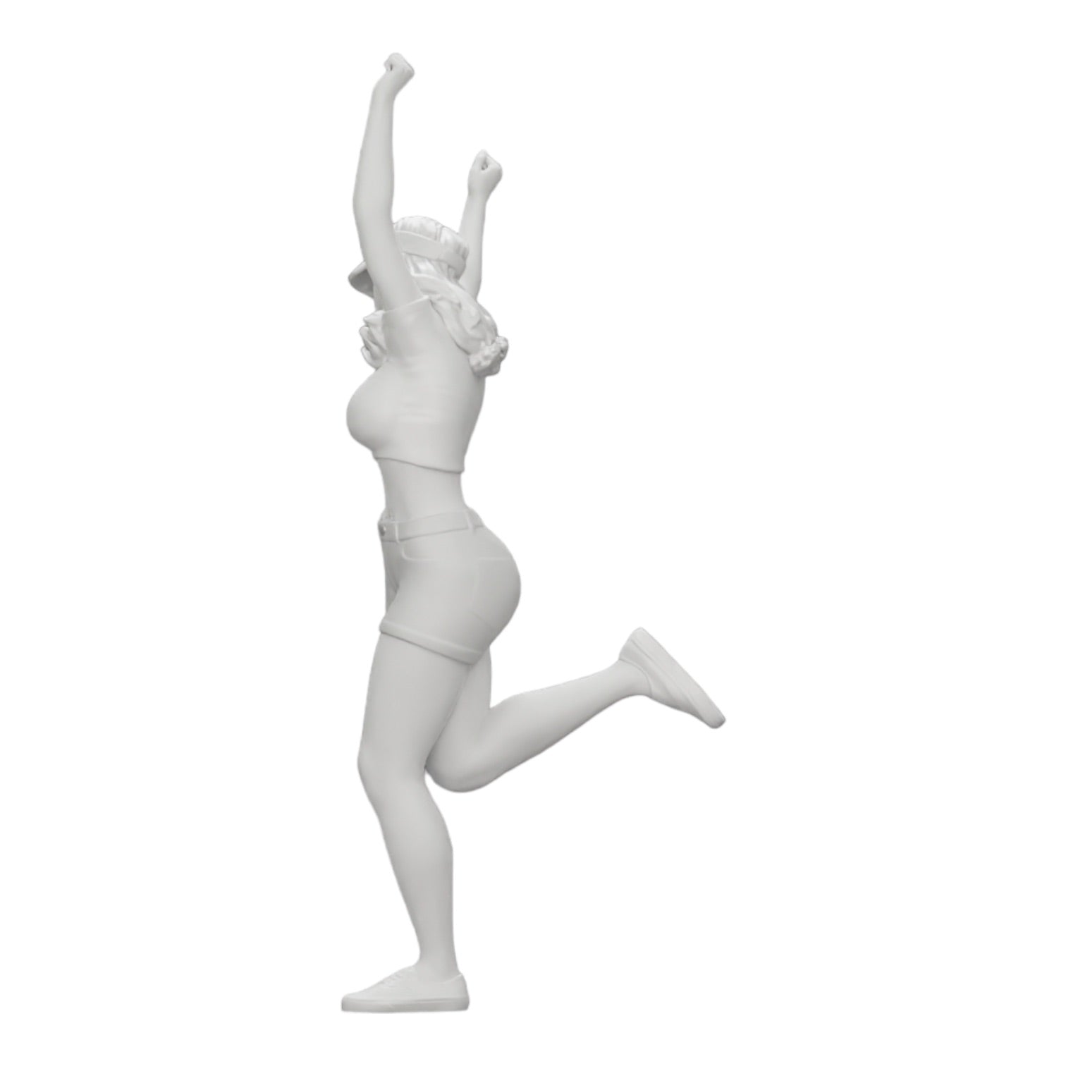 Diorama modelbouw productfoto 0: Blij meisje in minishirt en tennispet juicht (Ref Nr. A14)