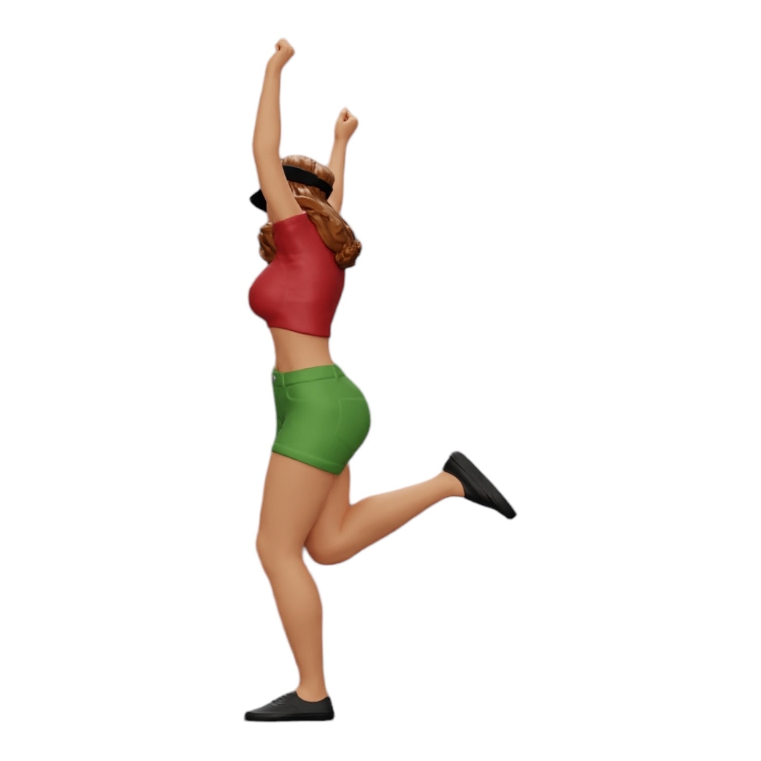 Diorama modelbouw productfoto 0: Blij meisje in minishirt en tennispet juicht (Ref Nr. A14)