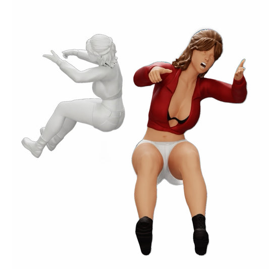 Diorama modelbouw productfoto 0: Boze jonge vrouw in minishirt schreeuwt uit de auto (Ref Nr. A17)