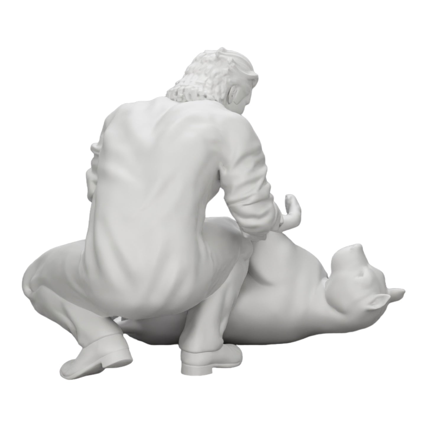 Diorama modelbouw productfoto 0: Knielende man aait zijn liggende hond (Ref Nr. A20)