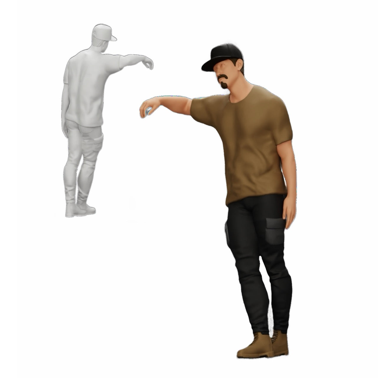 Diorama modelbouw productfoto 0: Gangster met hoed leunt tegen muur (Ref Nr. A23)