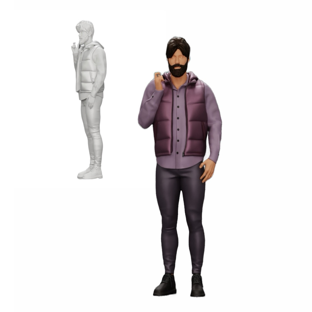 Diorama modelbouw productfoto 0: Man met baard en jack staat zelfverzekerd (Ref Nr. A24)