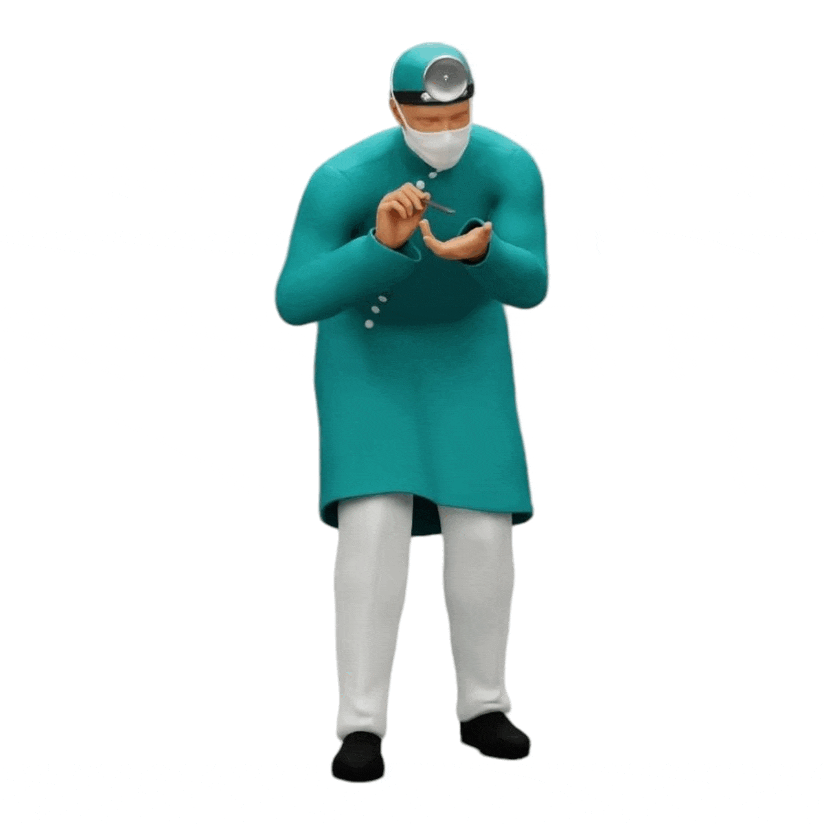 Diorama modelbouw productfoto 0: Chirurg/arts in het ziekenhuis onderzoekt patiënt (Ref Nr. A30)