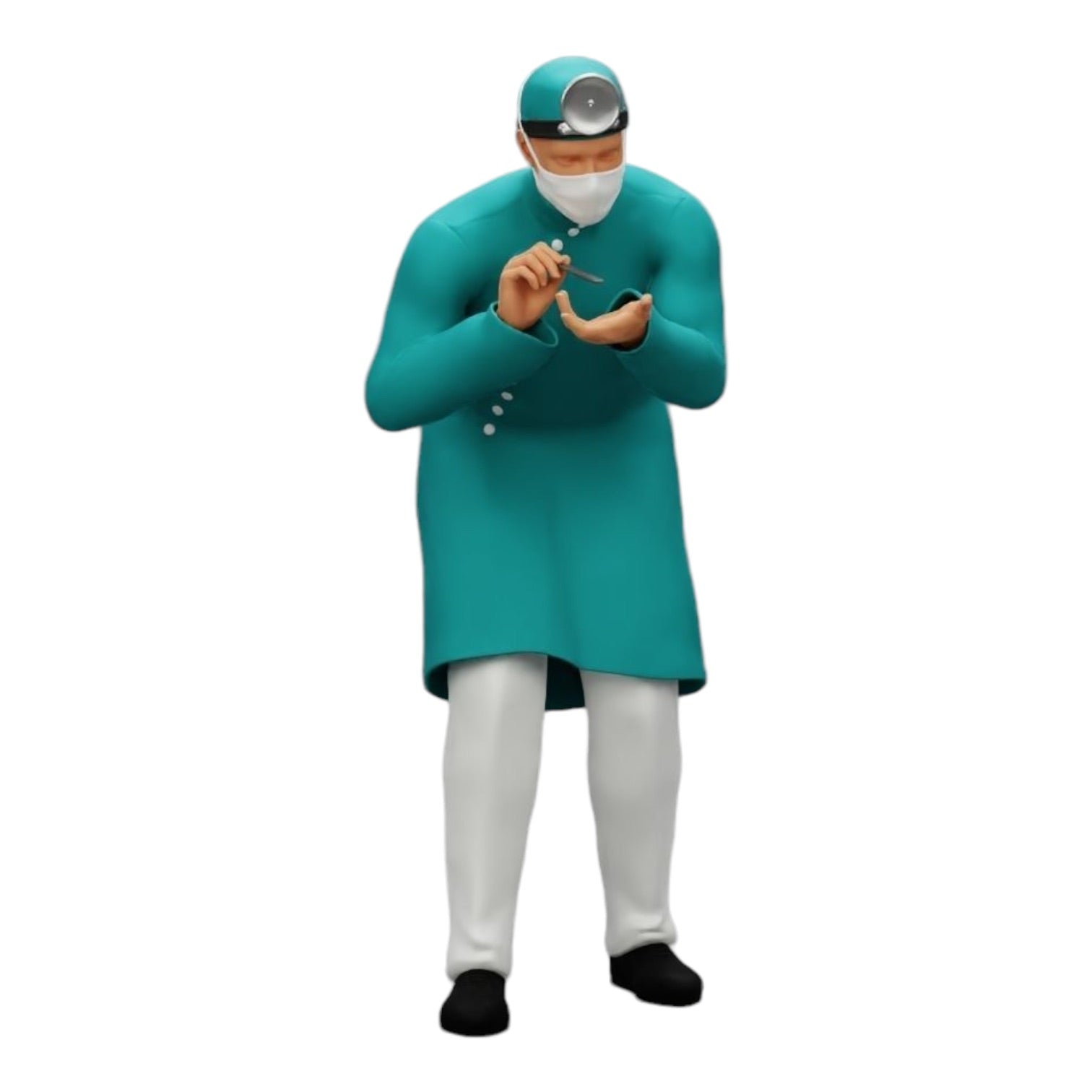 Diorama modelbouw productfoto 0: Chirurg/arts in het ziekenhuis onderzoekt patiënt (Ref Nr. A30)