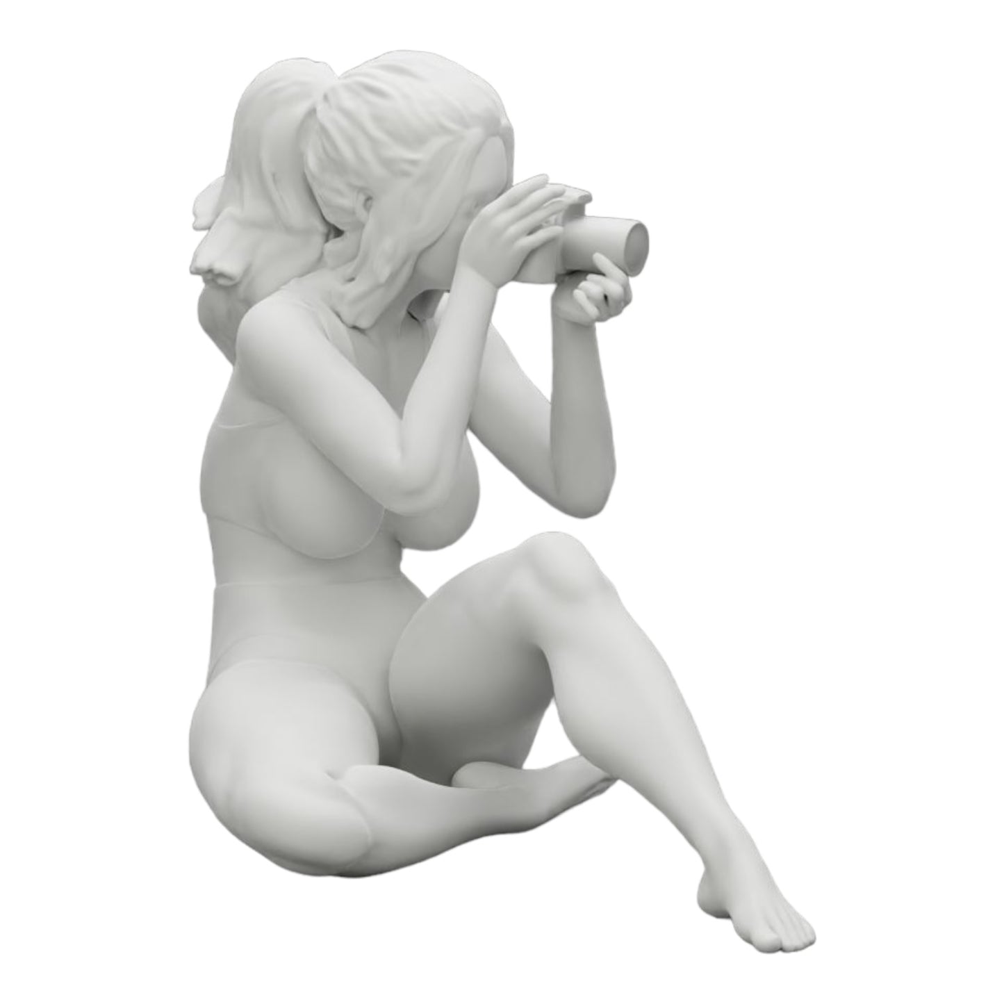 Diorama modelbouw productfoto 0: Fotograaf in bikini zit en houdt een camera vast (Ref Nr. A35)