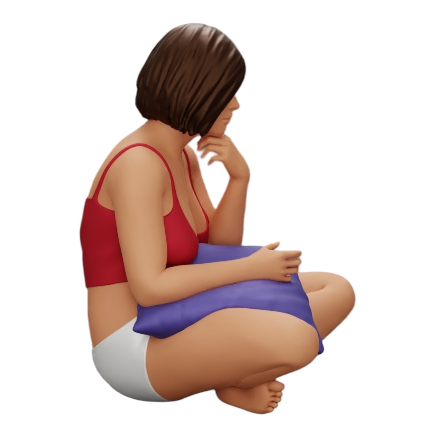 Diorama modelbouw productfoto 0: Meisje zit voor de televisie met kussens op haar benen (Ref Nr. A36)