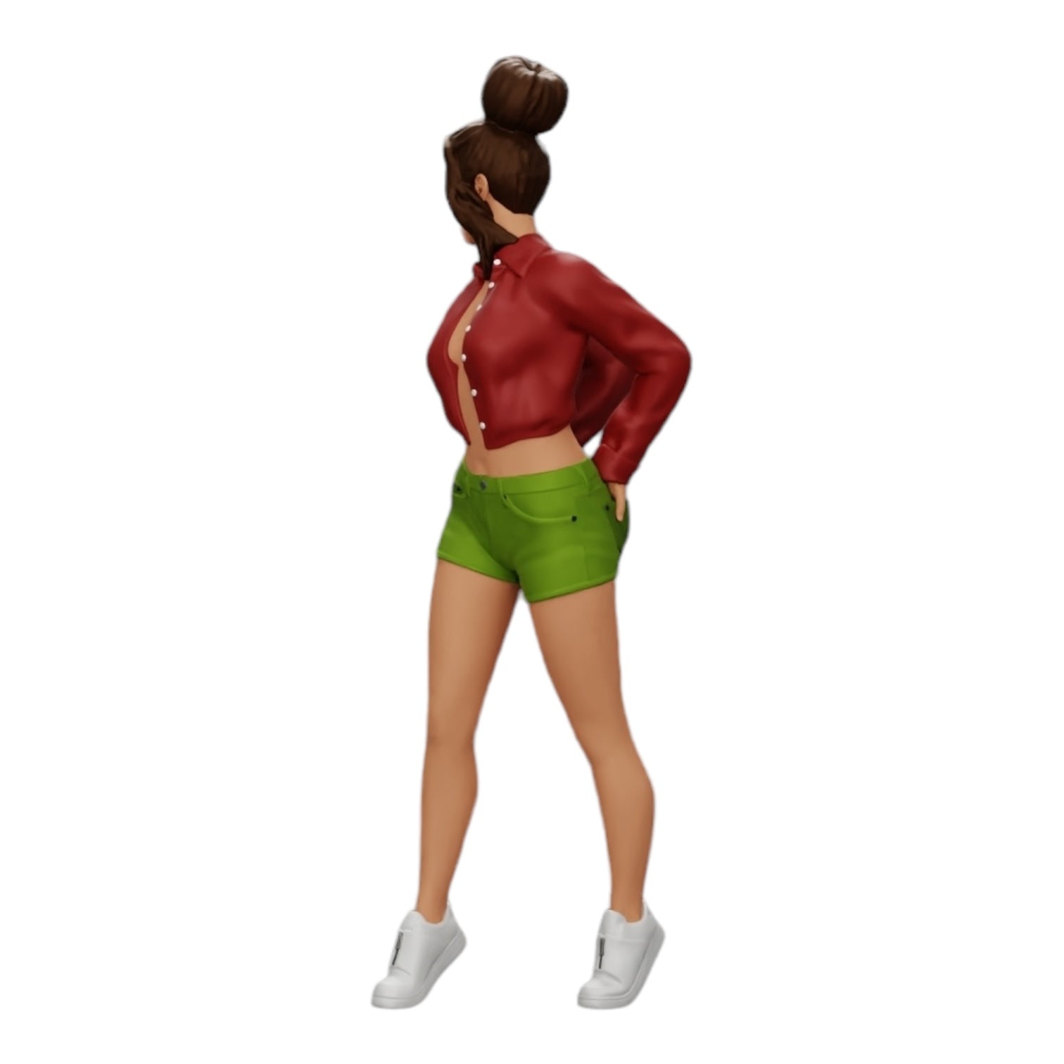 Diorama modelbouw productfoto 0: Sexy meisje in shorts en open minishirt met handen in de achterzak (Ref Nr. A38)