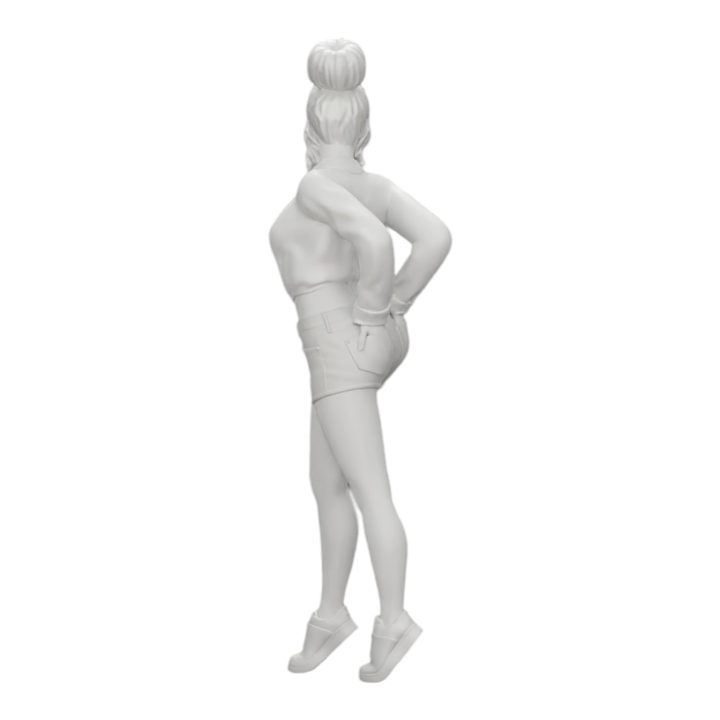 Diorama modelbouw productfoto 0: Sexy meisje in shorts en open minishirt met handen in de achterzak (Ref Nr. A38)