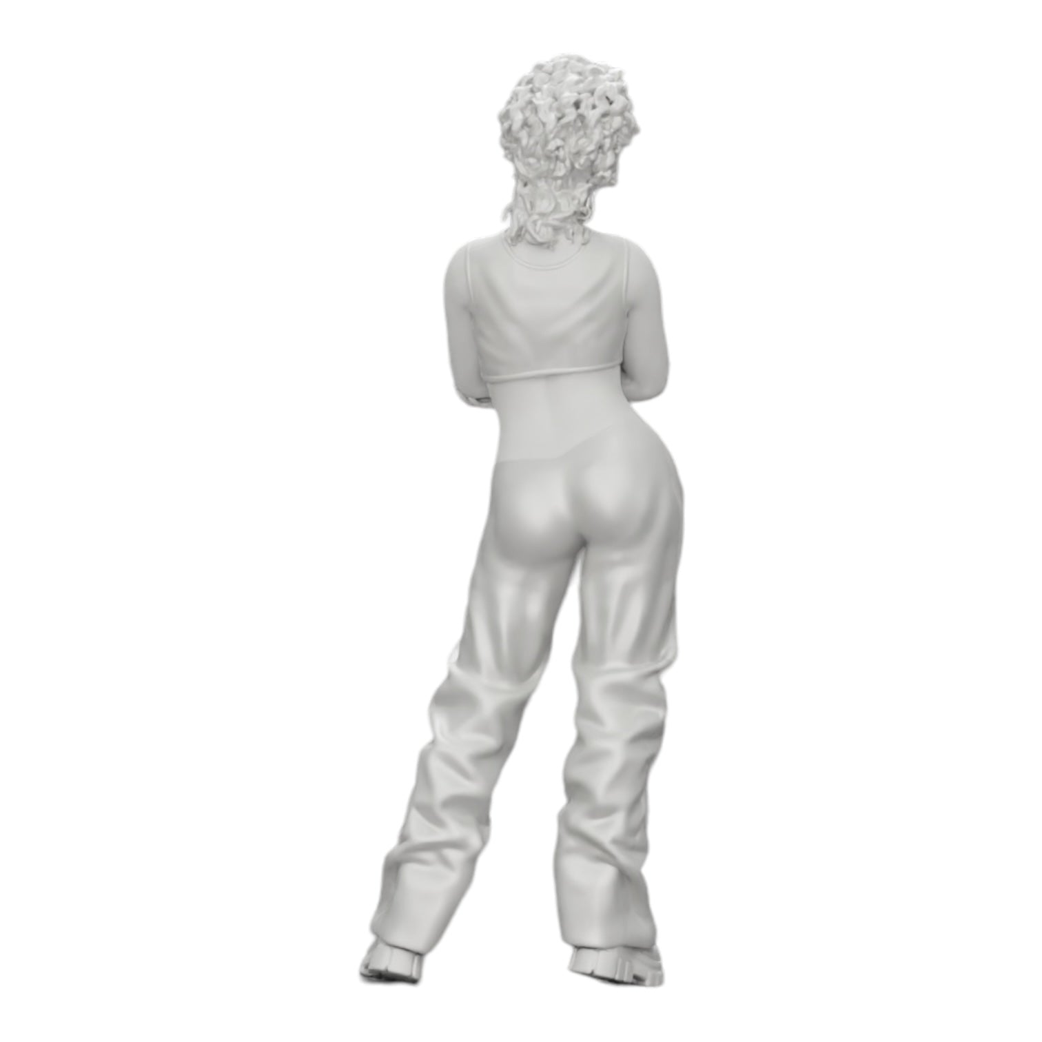 Diorama modelbouw productfoto 0: Meisje met krullend haar in wijde broeken met gekruiste handen (Ref Nr. A39)