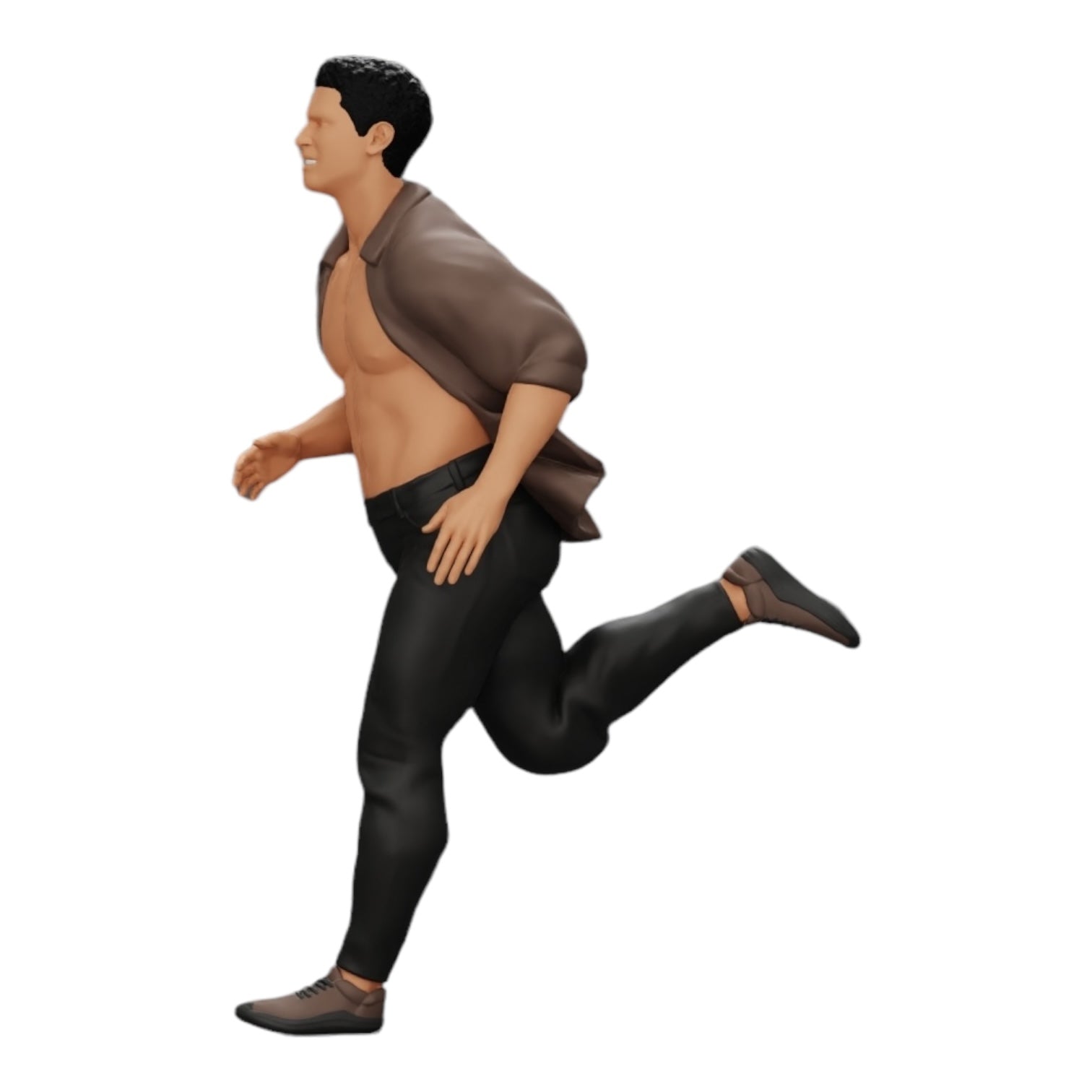 Diorama modelbouw productfoto 0: Man in open overhemd vlucht voor zijn arrestatie (Ref Nr. A41)