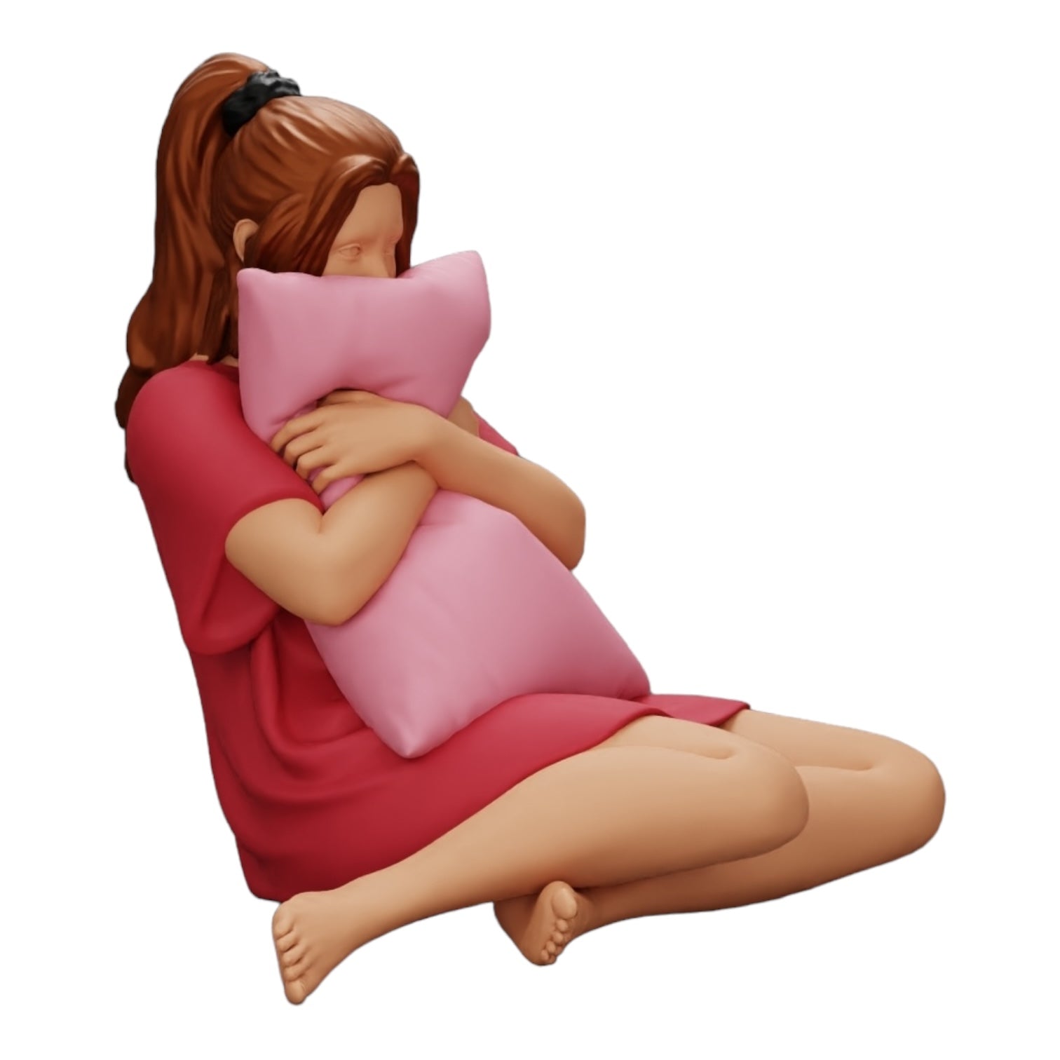 Diorama modelbouw productfoto 0: Meisje kijkt naar horrorfilm en houdt een kussen vast (Ref Nr. A43)